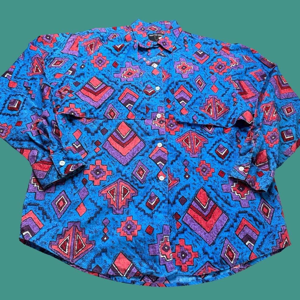 Frontier Series Shirt Size XL Southwestern Aztec Vented Back Long Sleeve Western